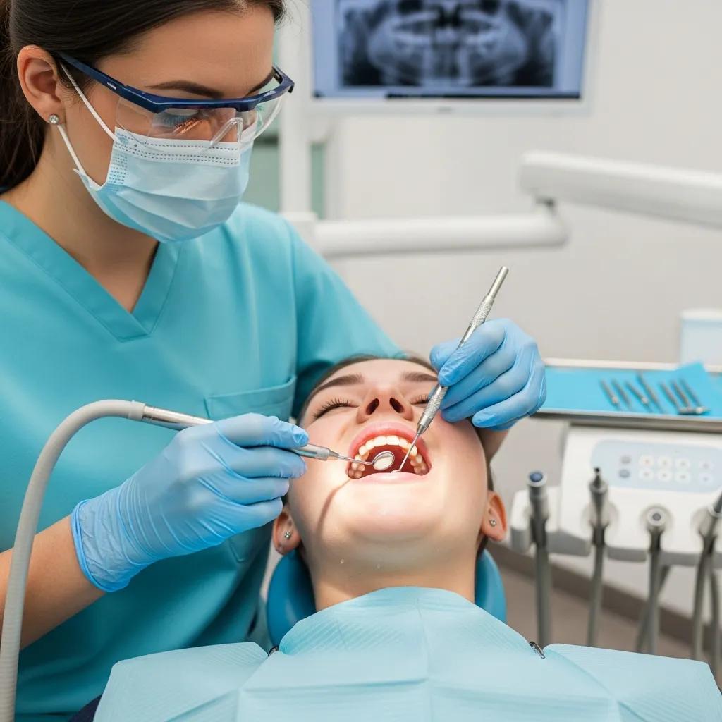dental-hygienist-performing-routine-teeth-cleaning-using-a-scaler-on-a-patient