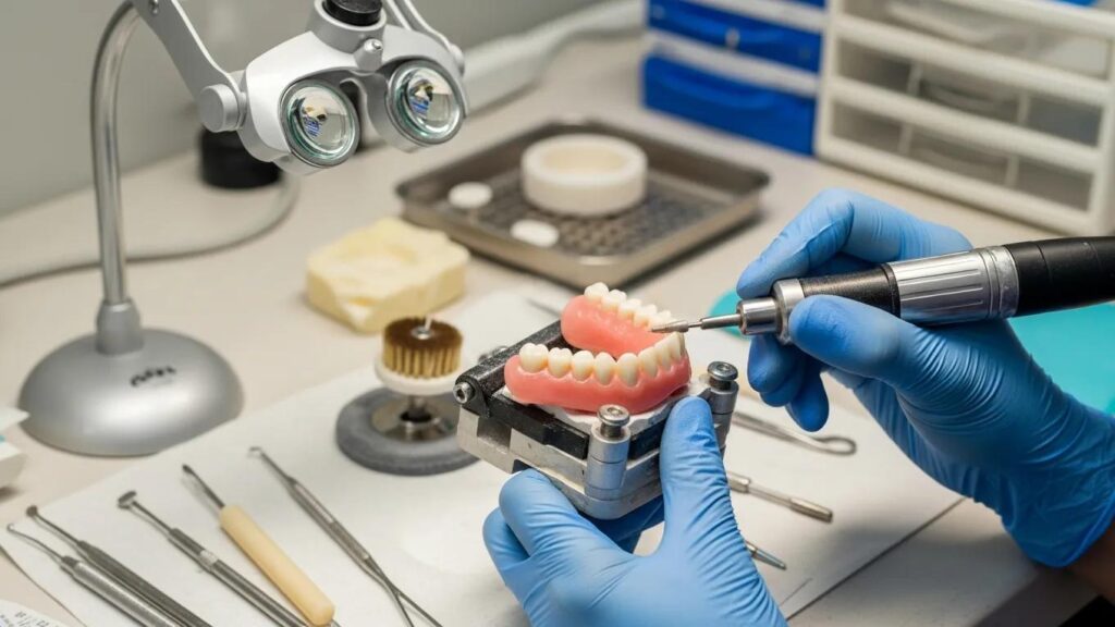 dental-professional-repairing-a-denture-illustrating-expert-solutions-for-denture-damage